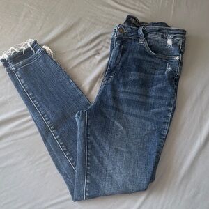 Judy Blue Medium Blue Distressed Skinny Jeans